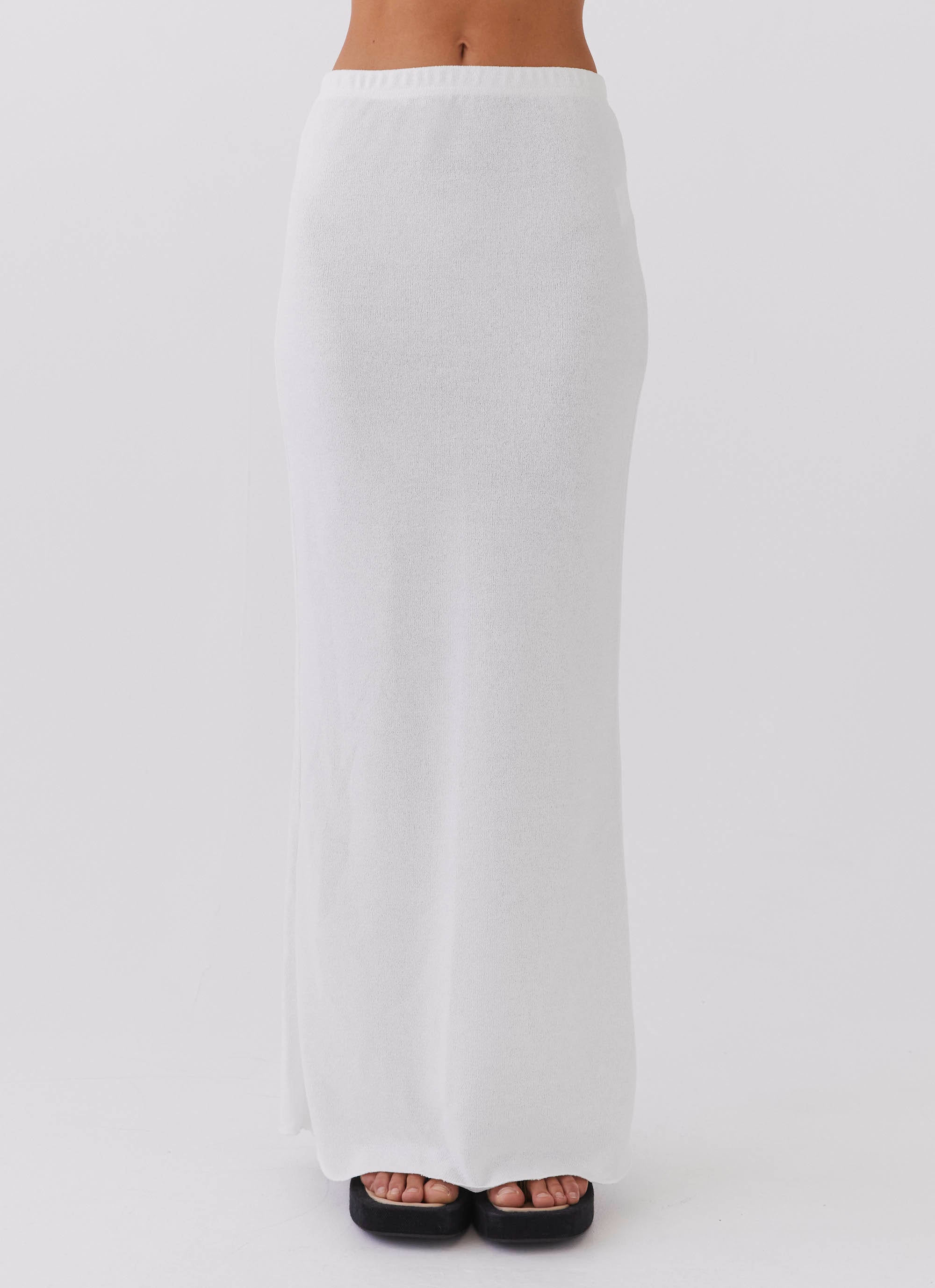 Delicate Lady Knit Maxi Skirt - White